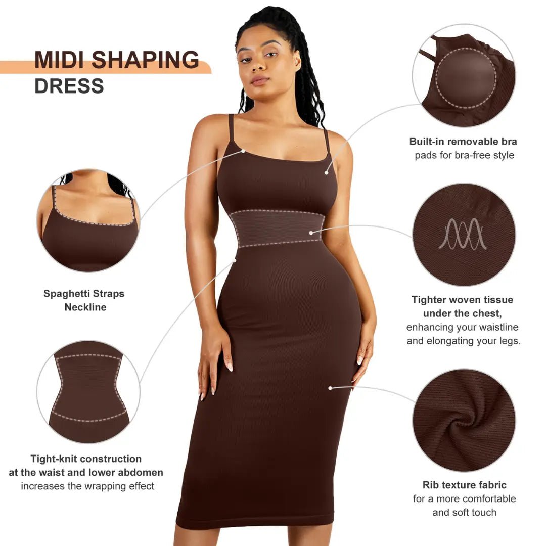 Midi Spaghetti Strap Shaping Dress