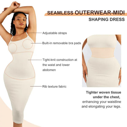 Midi Spaghetti Strap Shaping Dress