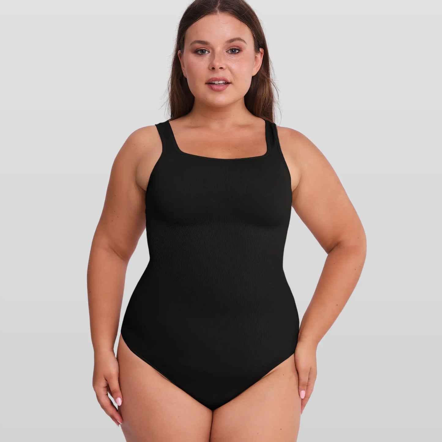 Sculpting Square Neck Ribbed Bodysuit